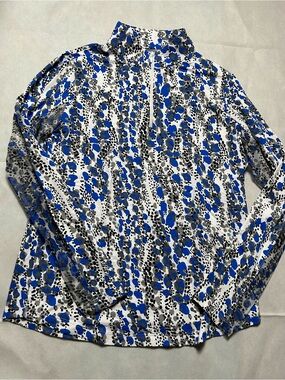 IBKUL blue grey and white quarter zip long sleeve size medium